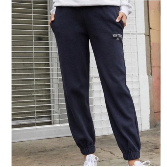 BRANDY MELVILLE Rosa Navy Blue “New York New York” Joggers OS - Picture 4 of 16